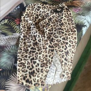 Zara Animal Print Midi Skirt